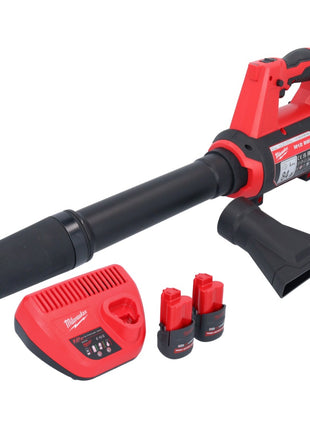 Souffleur à batterie Milwaukee M12 BBL-252 12 V + 2x batteries 2,5 Ah + chargeur