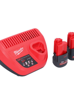 Souffleur à batterie Milwaukee M12 BBL-252 12 V + 2x batteries 2,5 Ah + chargeur