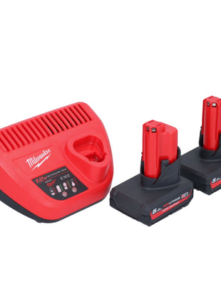 Souffleur à batterie Milwaukee M12 BBL-502 12 V + 2x batteries 5,0 Ah + chargeur