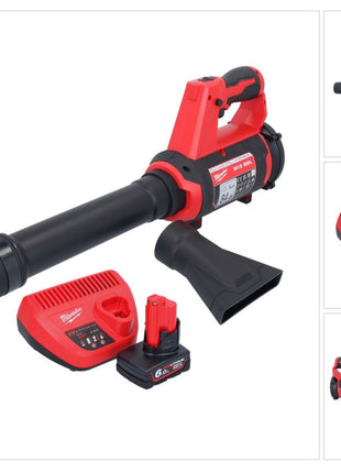 Souffleur sur batterie Milwaukee M12 BBL-601 12 V + 1x batterie 6,0 Ah + chargeur