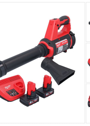 Souffleur à batterie Milwaukee M12 BBL-602 12 V + 2x batteries 6,0 Ah + chargeur