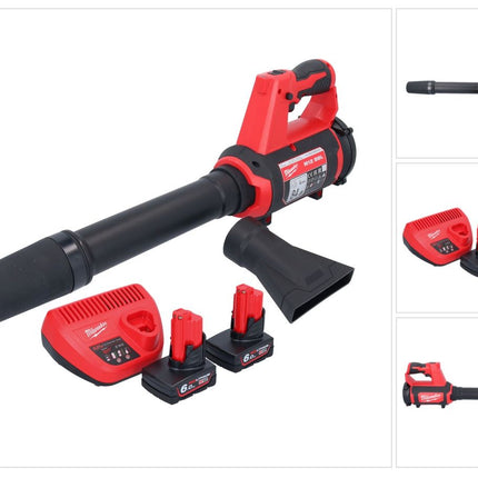 Souffleur à batterie Milwaukee M12 BBL-602 12 V + 2x batteries 6,0 Ah + chargeur