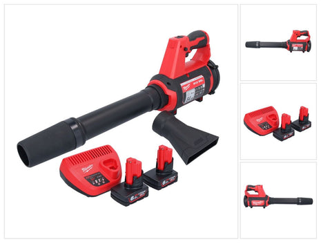 Souffleur à batterie Milwaukee M12 BBL-602 12 V + 2x batteries 6,0 Ah + chargeur