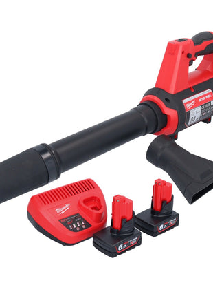 Souffleur à batterie Milwaukee M12 BBL-602 12 V + 2x batteries 6,0 Ah + chargeur