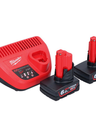 Souffleur à batterie Milwaukee M12 BBL-602 12 V + 2x batteries 6,0 Ah + chargeur