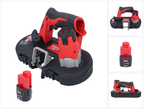 Sierra de cinta a batería Milwaukee M12 BS-201 12 V 41 x 41 mm + 1x batería 2,0 Ah - sin cargador