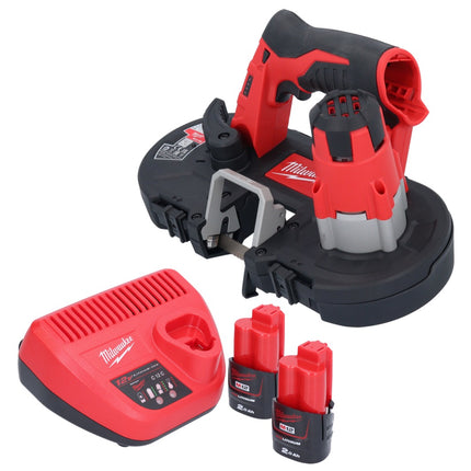 Scie à ruban à batterie Milwaukee M12 BS-202 12 V 41 x 41 mm + 2x batteries 2,0 Ah + chargeur