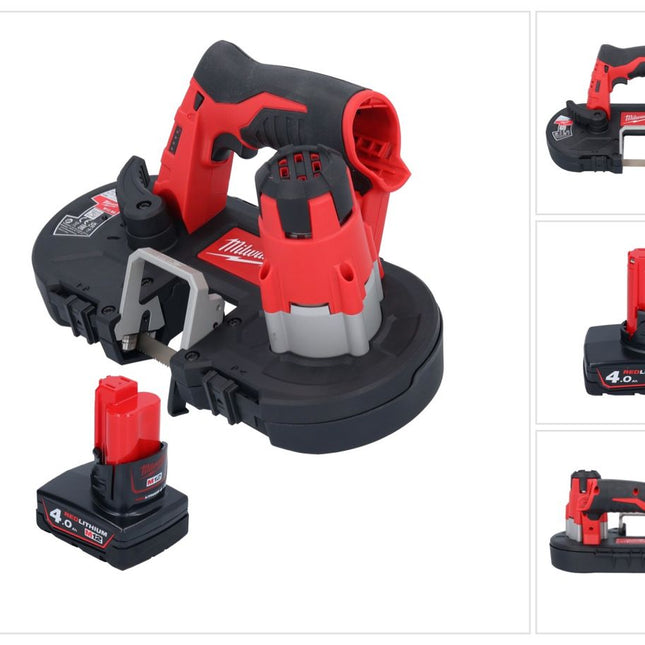 Scie à ruban sans fil Milwaukee M12 BS-401 12 V 41 x 41 mm + 1x batterie 4,0 Ah - sans chargeur
