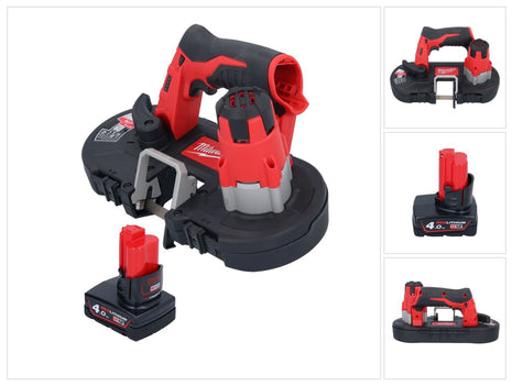 Scie à ruban sans fil Milwaukee M12 BS-401 12 V 41 x 41 mm + 1x batterie 4,0 Ah - sans chargeur