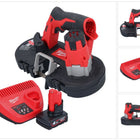 Scie à ruban à batterie Milwaukee M12 BS-401 12 V 41 x 41 mm + 1x batterie 4,0 Ah + chargeur