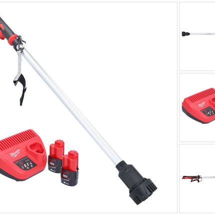 Pompe de transfert de batterie Milwaukee M12 BSWP-202 12 V 34 l/min + 2x batteries 2,0 Ah + chargeur