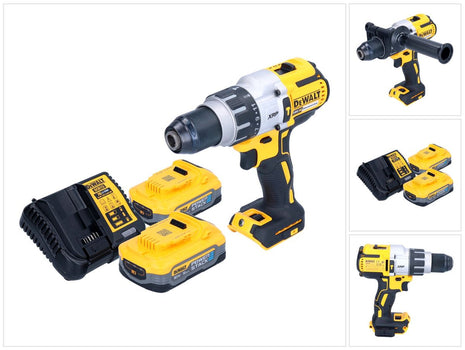 DeWalt DCD 996 H2 Perceuse-visseuse à percussion sans fil 18 V 95 Nm Brushless + 2x Powerstack batteries 5,0 Ah + chargeur