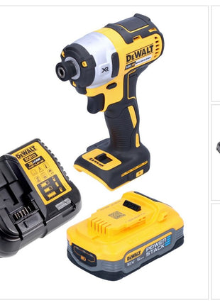 Llave de impacto a batería DeWalt DCF 887 H1 18 V 205 Nm 1/4" sin escobillas + 1x batería power stack 5,0 Ah + cargador