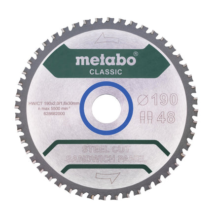 Metabo Steel Cut / Sandwich Panel - Lame circulaire classique 190 x 30 mm Z48 ( 628682000 ) FZ/FA 4
