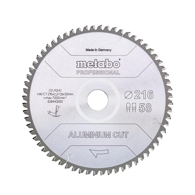 Metabo Aluminium Cut - Professional Lame de scie circulaire 216 x 30 mm Z58 FZ/TZ 5 NEG ( 628443000 ) pour aluminium