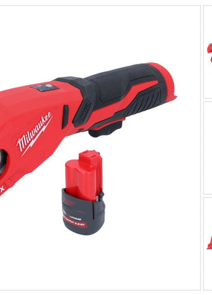 Milwaukee M12 PCSS-251 cortatubos de acero inoxidable a batería 12 V 12 - 28 mm + batería 2,5 Ah - sin cargador