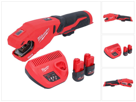 Milwaukee M12 PCSS-252 Coupe-tubes inox sans fil 12 V 12 - 28 mm + 2x batterie 2,5 Ah + chargeur