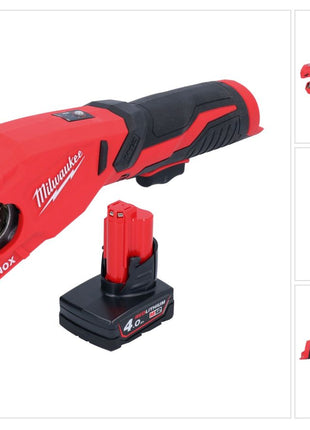 Milwaukee M12 PCSS-401 akumulatorowy obcinak do rur ze stali nierdzewnej 12 V 12 - 28 mm + 1x akumulator 4,0 Ah - bez ładowarki