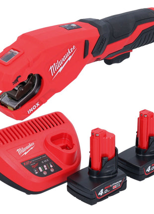 Milwaukee M12 PCSS-402 Coupe-tubes inox sans fil 12 V 12 - 28 mm + 2x batterie 4,0 Ah + chargeur