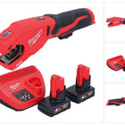 Milwaukee M12 PCSS-402 Coupe-tubes inox sans fil 12 V 12 - 28 mm + 2x batterie 4,0 Ah + chargeur