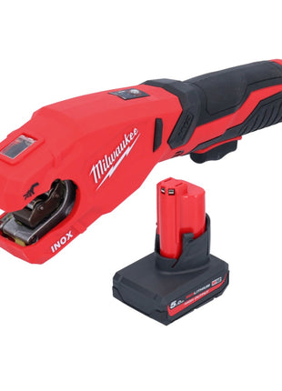 Milwaukee M12 PCSS-501 cortatubos de acero inoxidable a batería 12 V 12 - 28 mm + 1x batería 5,0 Ah - sin cargador