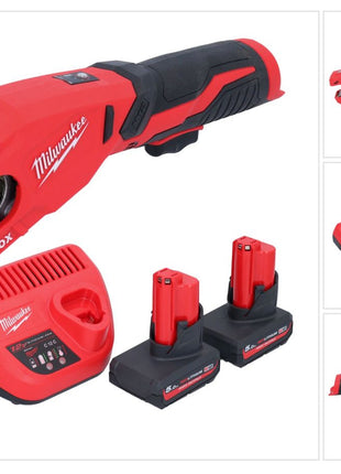 Milwaukee M12 PCSS-502 Coupe-tubes inox sans fil 12 V 12 - 28 mm + 2x batterie 5,0 Ah + chargeur