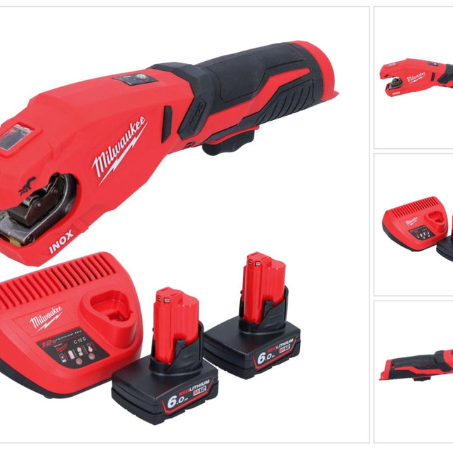 Milwaukee M12 PCSS-602 Coupe-tubes inox sans fil 12 V 12 - 28 mm + 2x batterie 6,0 Ah + chargeur