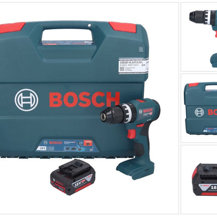 Bosch GSB 18V-45 Professional Perceuse-visseuse à percussion sans fil 18 V 45 Nm Brushless + 1x batterie 4,0 Ah + L-Case - sans chargeur
