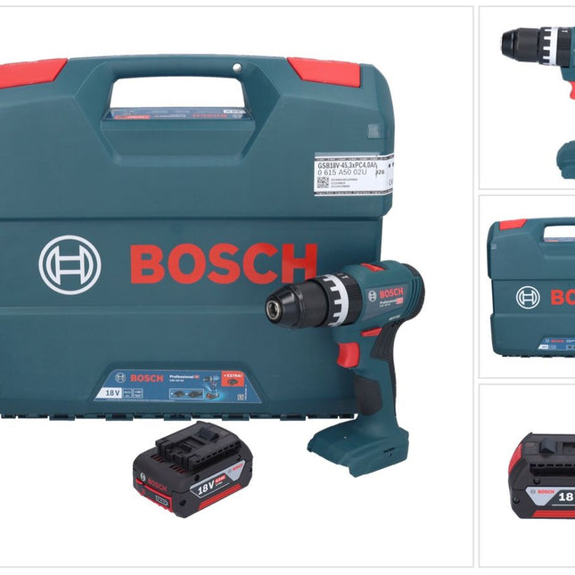 Bosch GSB 18V-45 Professional Perceuse-visseuse à percussion sans fil 18 V 45 Nm Brushless + 1x batterie 4,0 Ah + L-Case - sans chargeur