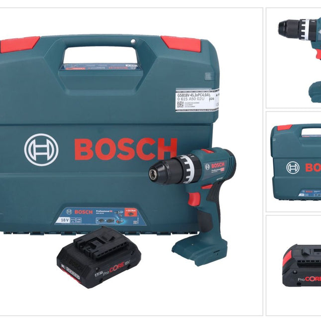 Bosch GSB 18V-45 Professional Perceuse-visseuse à percussion sans fil 18 V 45 Nm Brushless + 1x batterie ProCORE 4,0 Ah + L-Case - sans chargeur