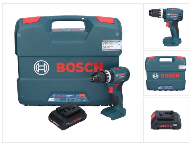 Bosch GSB 18V-45 Professional Perceuse-visseuse à percussion sans fil 18 V 45 Nm Brushless + 1x batterie ProCORE 4,0 Ah + L-Case - sans chargeur