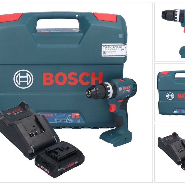 Bosch GSB 18V-45 Professional Perceuse-visseuse à percussion sans fil 18 V 45 Nm Brushless + 1x batterie ProCORE 4,0 Ah + chargeur + L-Case