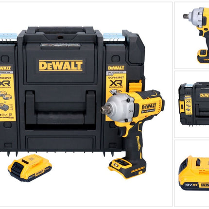 Visseuse à chocs sans fil DeWalt DCF 892 NT 18 V 813 Nm 1/2" sans balais + 1 batterie 2,0 Ah + TSTAK - sans chargeur
