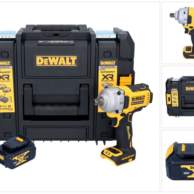 Visseuse à chocs sans fil DeWalt DCF 892 NT 18 V 813 Nm 1/2" Brushless + 1 batterie 4,0 Ah + TSTAK - sans chargeur