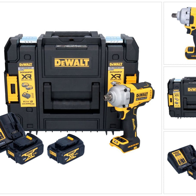 Visseuse à chocs sans fil DeWalt DCF 892 M2T 18 V 813 Nm 1/2" Brushless + 2 batteries 4,0 Ah + chargeur + TSTAK