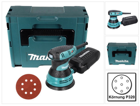 Makita BO 5031 Ponceuse excentrique 300 watts 125 mm + 50x papier abrasif K320 + Makpac