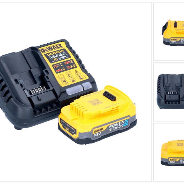 DeWalt DCB 1104 E1 Kit de démarrage sans fil 12 V / 18 V 1x batterie Powerstack 1,7 Ah + chargeur DCB 1104