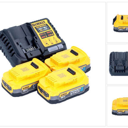 DeWalt DCB 1104 E3 Kit de démarrage sans fil 12 V / 18 V 3x batterie Powerstack 1,7 Ah + chargeur DCB 1104