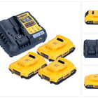 DeWalt DCB 1104 D3 Kit de démarrage sans fil 12 V / 18 V 3x batterie 2,0 Ah + chargeur DCB 1104