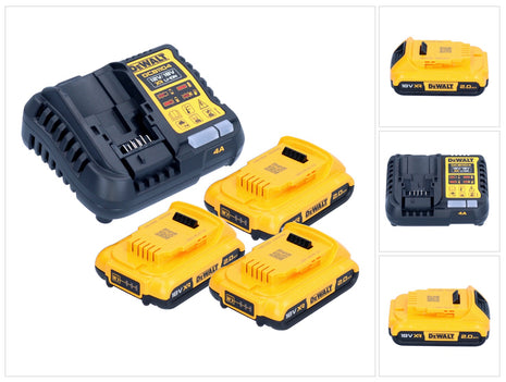 DeWalt DCB 1104 D3 set de arranque de batería 12 V / 18 V 3x batería 2,0 Ah + cargador DCB 1104