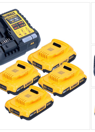 DeWalt DCB 1104 D4 set de arranque de batería 12 V / 18 V 4x baterías 2,0 Ah + cargador DCB 1104