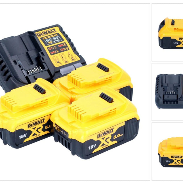 DeWalt DCB 1104 P3 Kit de démarrage sans fil 12 V / 18 V 3x batterie 5,0 Ah + chargeur DCB 1104