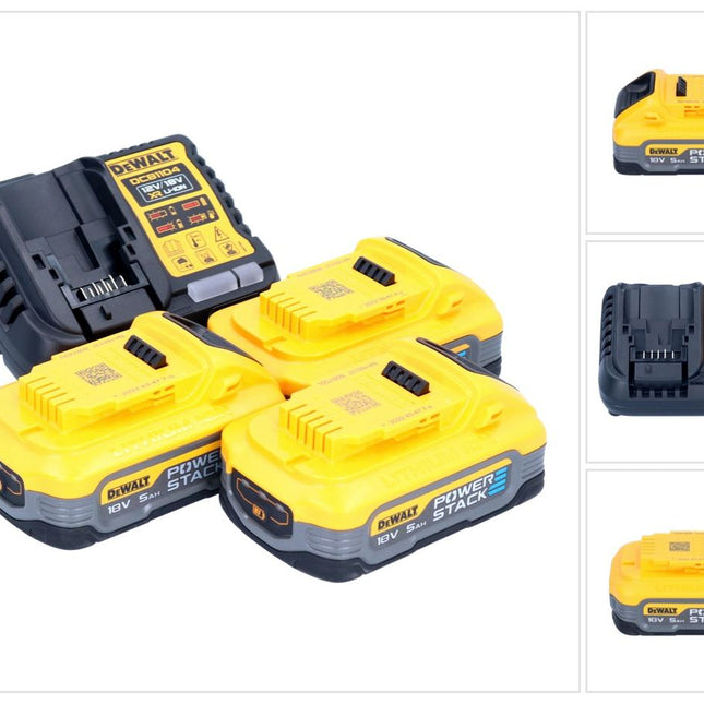 DeWalt DCB 1104 H3 Kit de démarrage sans fil 12 V / 18 V 3x batterie Powerstack 5,0 Ah + chargeur DCB 1104