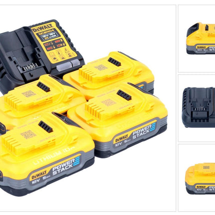 DeWalt DCB 1104 H4 Kit de démarrage sans fil 12 V / 18 V 4x batterie Powerstack 5,0 Ah + chargeur DCB 1104