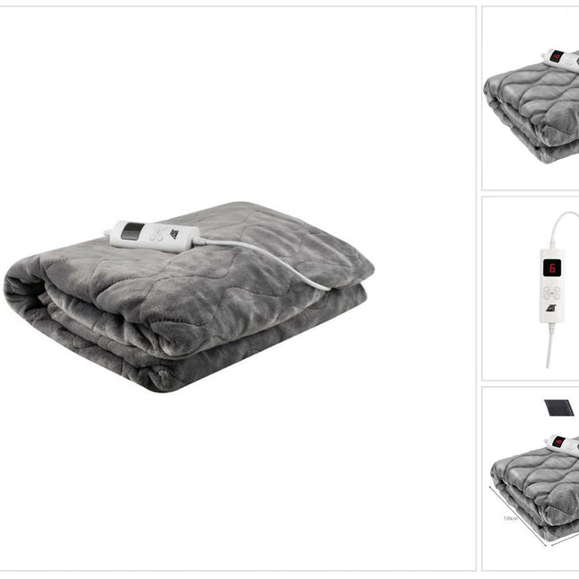 Couverture chauffante Couverture chauffante électrique douillette avec 6 niveaux de puissance Arrêt automatique et protection contre la surchauffe Lavable Gris 180X130 cm