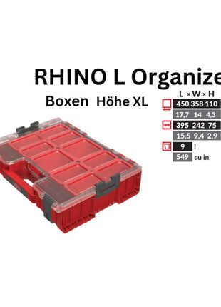 Toolbrothers RHINO L Organiseur ULTRA hauteur XL boîtes 9 l IP54