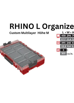 Toolbrothers RHINO L Organizer ULTRA Height M Custom Multilayer 452 x 296 x 79 mm 5 l sztaplowany IP54