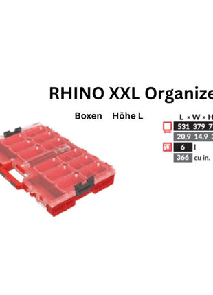 Toolbrothers RHINO XXL Organiseur ULTRA Hauteur L Boîtes 6 l IP66