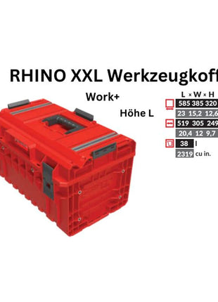 Toolbrothers RHINO XXL walizka narzędziowa ULTRA Work+ wysokość L Niestandardowy organizer modułowy 585 x 385 x 320 mm 38 l możliwość sztaplowania IP66