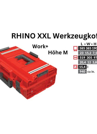 Toolbrothers RHINO XXL walizka narzędziowa ULTRA Work+ wysokość M niestandardowy organizer modułowy 585 x 385 x 190 mm 15,4 l możliwość sztaplowania IP66